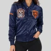 Chicago Bears Dia De Muertos Eternal Skull Navy Blue Satin Jacket