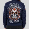 Chicago Bears Navy Dia De Muertos Eternal Skull Satin Jacket