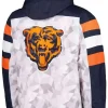 Chicago Bears Raglan Fan Look Navy & White Half-Zip Hooded Jacket