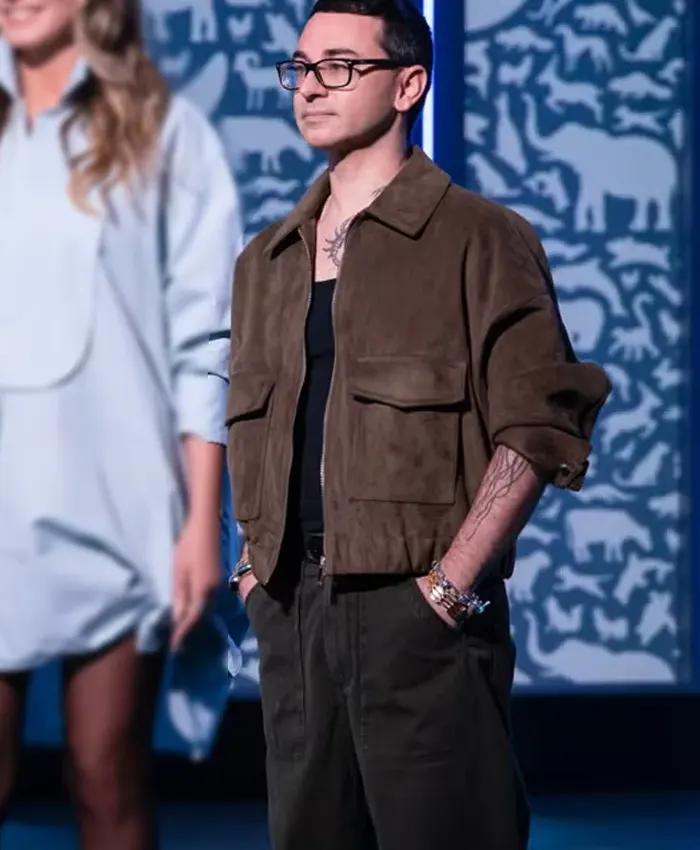 Christian Siriano Project Runway S22 Brown Suede Jacket