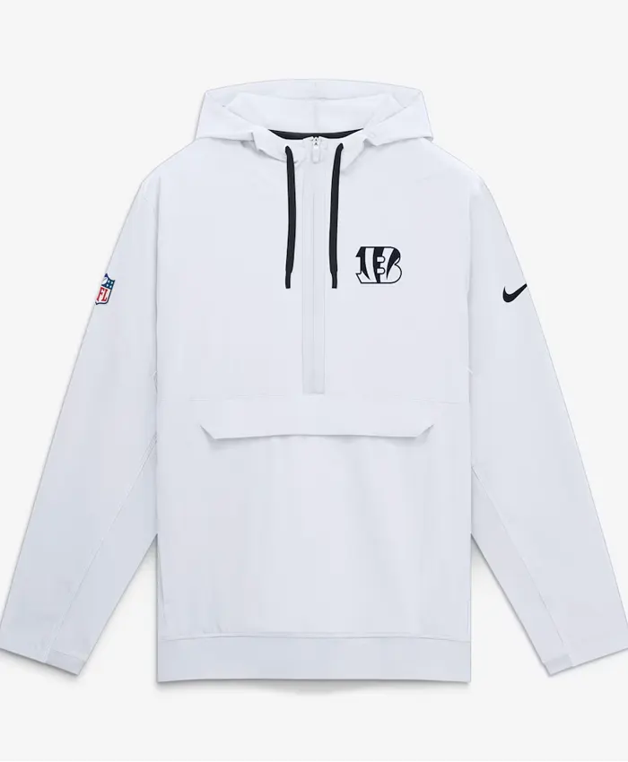 Cincinnati Bengals Nike Sideline White Anorak Half-Zip Hooded Jacket