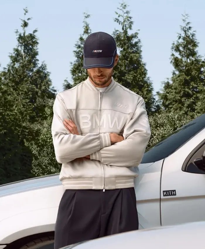 Close-up-of-Kith-for-BMW-Chapter-IV-2026-Souvenir-Titanium-Silver-Bomber-Jacket