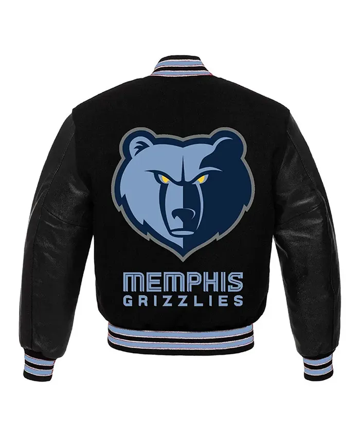 Concepcion Memphis Grizzlies Black Wool Varsity Bomber Jacket Style 2 Back