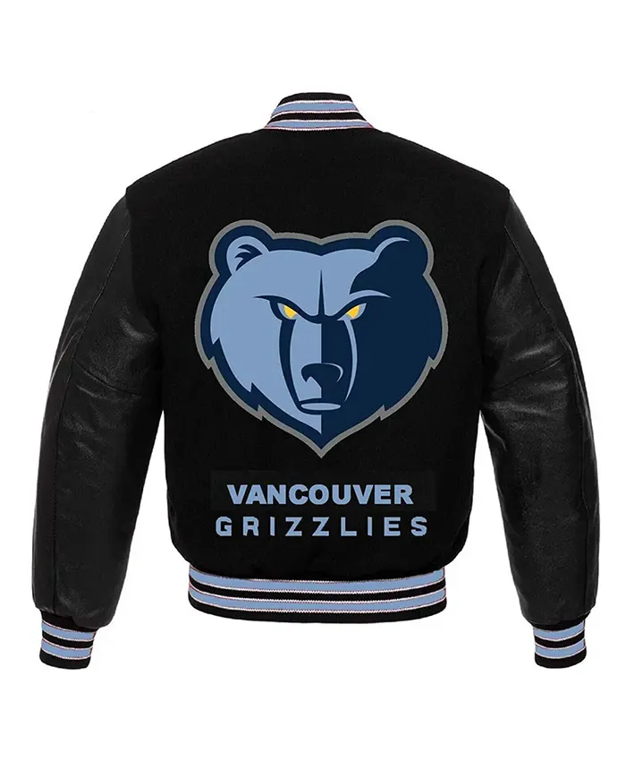 Concepcion Memphis Grizzlies Black Wool Varsity Bomber Jacket Style 3 Back