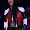 Corinne-Foxx-Beat-Shazam-Game-Show-Black-and-White-Leather-Jacket