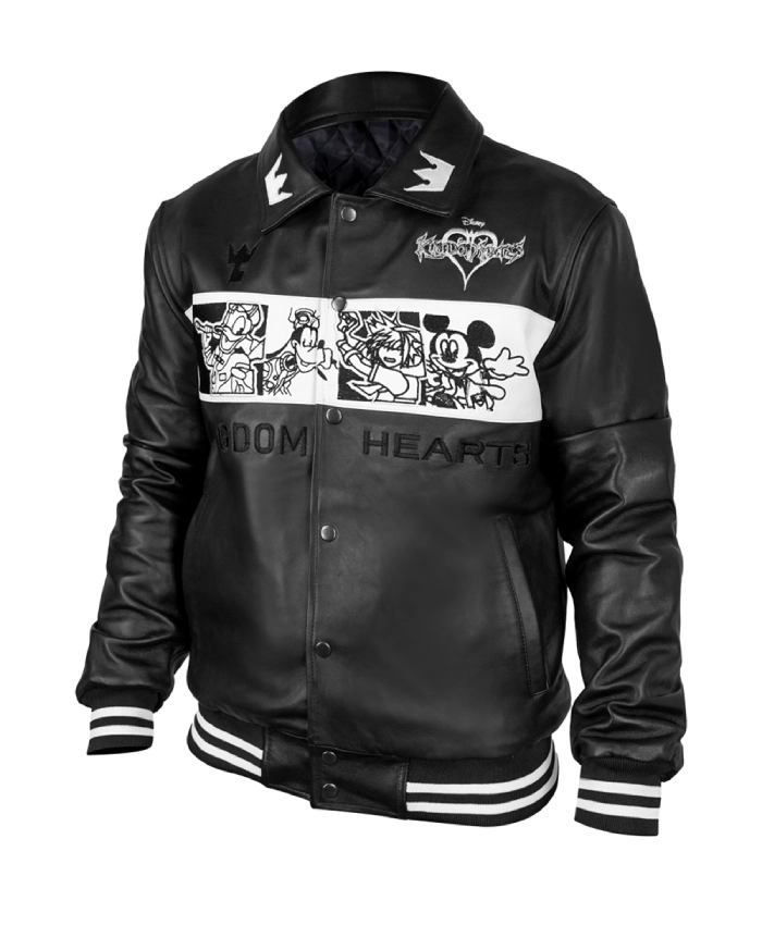 BoxLunch D23 Kingdom Hearts black leather jacket with white detailing