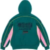 Dark Teal Supreme Racing Lined Zip Up Hooded Jacket