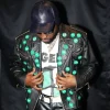 Davido Crystal Palace London Concert 2026 Black Leather Biker Jacket Front View