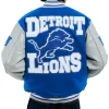 Detroit Lions Golf Wang Blue Letterman Jacket Back