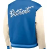 Detroit Lions Nike Blue Cream Bomber Jacket Back