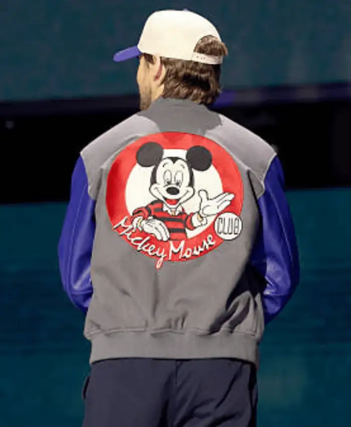 Disney-Entertainment-Showcase-2026-Mickey-Mouse-Ryan-Gosling-Grey-and-Blue-Varsity-Jacket