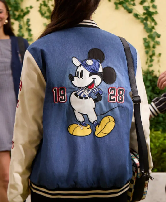 Disney Mickey Mouse Baseball Denim Bomber Jacket
