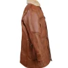 Distressed Brown Leather Shearling Lined Bane Coat