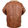 Distressed Brown Leather With Shearling Lined Bane Coat Back
