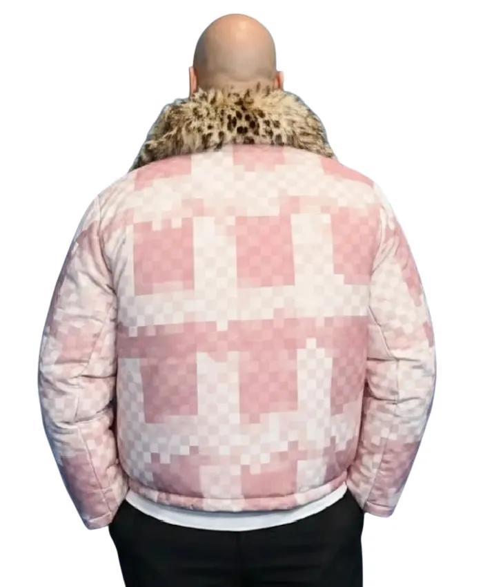 Fat Joe NBA All-Star Game 2026 Pink Shearling Collar Jacket 