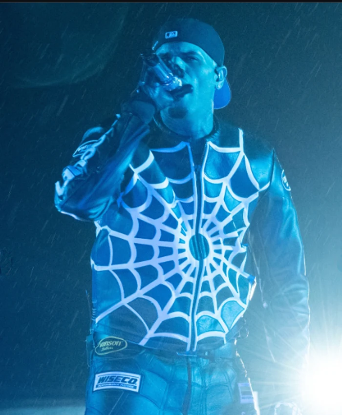 Get R&B Tour 2026 Chris Brown Supreme x Vanson Spider-Man Leather Jacket Front View