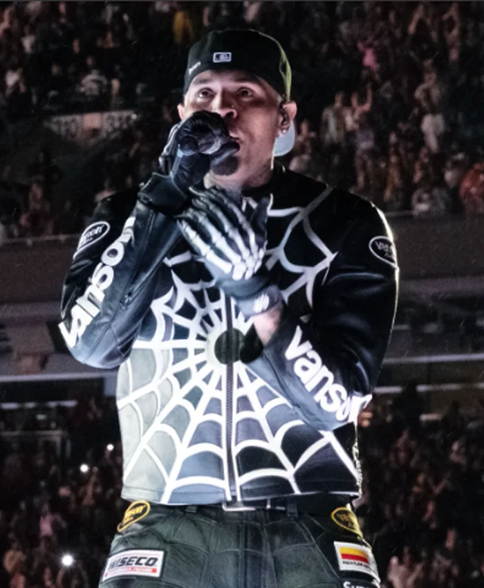 Get R&B Tour 2026 Chris Brown Supreme x Vanson Spider-Man Leather Jacket
