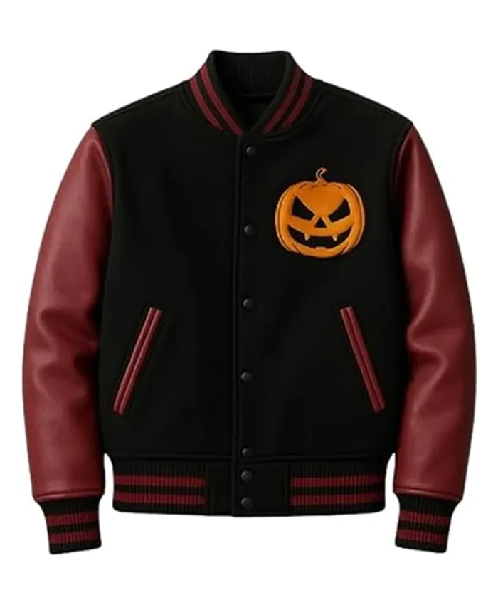 Halloween Fiery Pumpkin Varsity Jacket