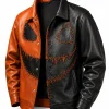Halloween Pumpkin Black and Orange Leather Jacket