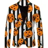 Halloween Pumpkin Black and White Strip Blazer