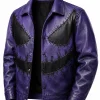 Halloween Pumpkin Purple Leather Varsity Jacket