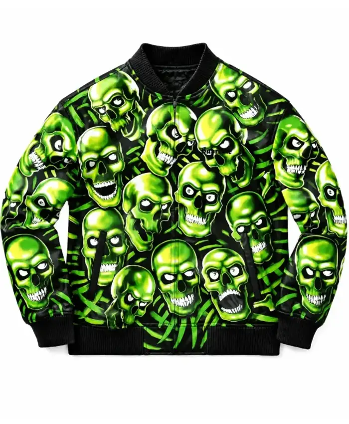 Halloween-Skull-Pile-Leather-Bomber-Jacket