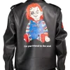 Halloween x Chucky Good Guys Black Biker Leather Jacket On Sale