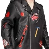 Halloween x Chucky Good Guys Black Biker Leather Jacket Side View