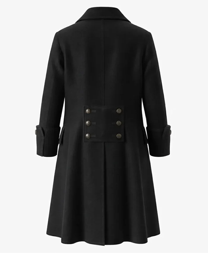 Halloween x Pirate Wool Swashbuckler Trench Coat On Sale Black Back