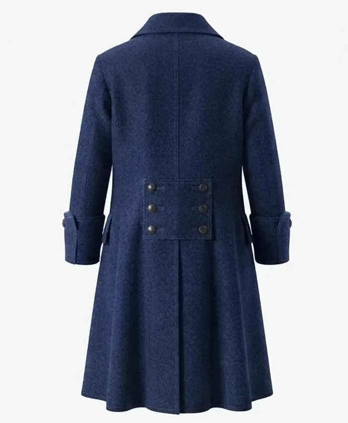 Halloween x Pirate Wool Swashbuckler Trench Coat On Sale Blue Back