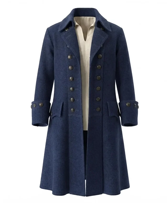 Halloween x Pirate Wool Swashbuckler Trench Coat On Sale Blue