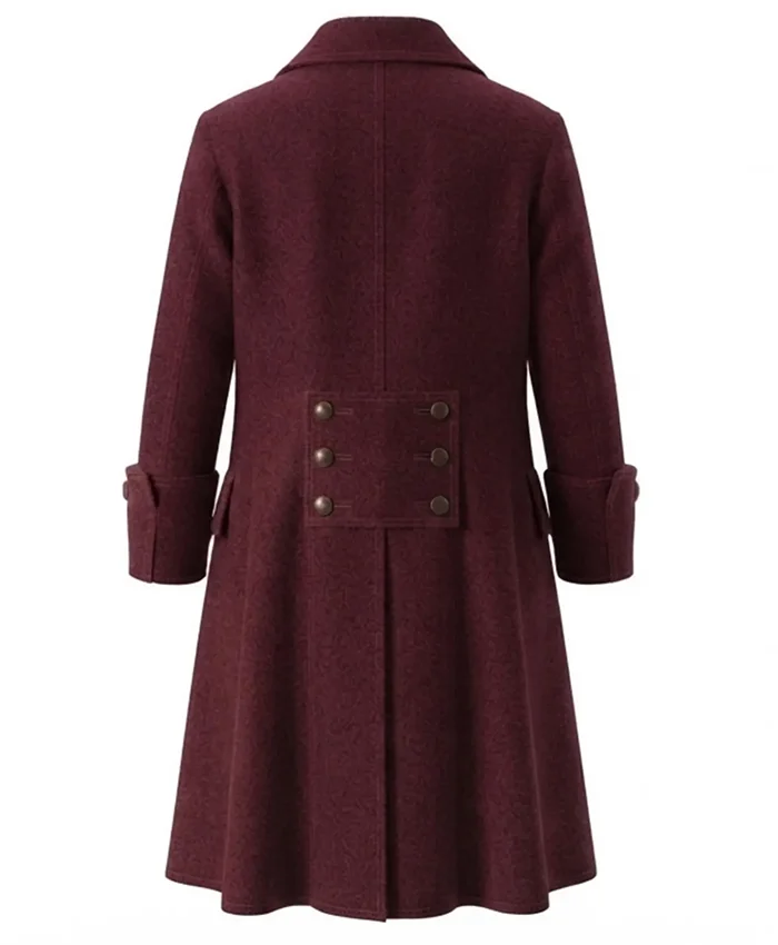 Halloween x Pirate Wool Swashbuckler Trench Coat On Sale Maroon Back