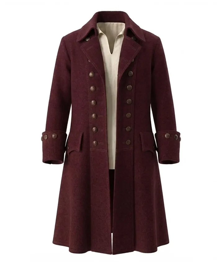 Halloween x Pirate Wool Swashbuckler Trench Coat On Sale Maroon