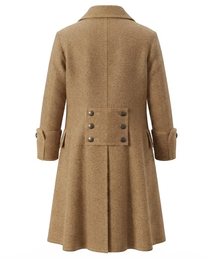 Halloween x Pirate Wool Swashbuckler Trench Coat On Sale Tan Back