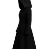 Halloween x Steampunk Gothic Black Wool Hooded Coat For Men and Women