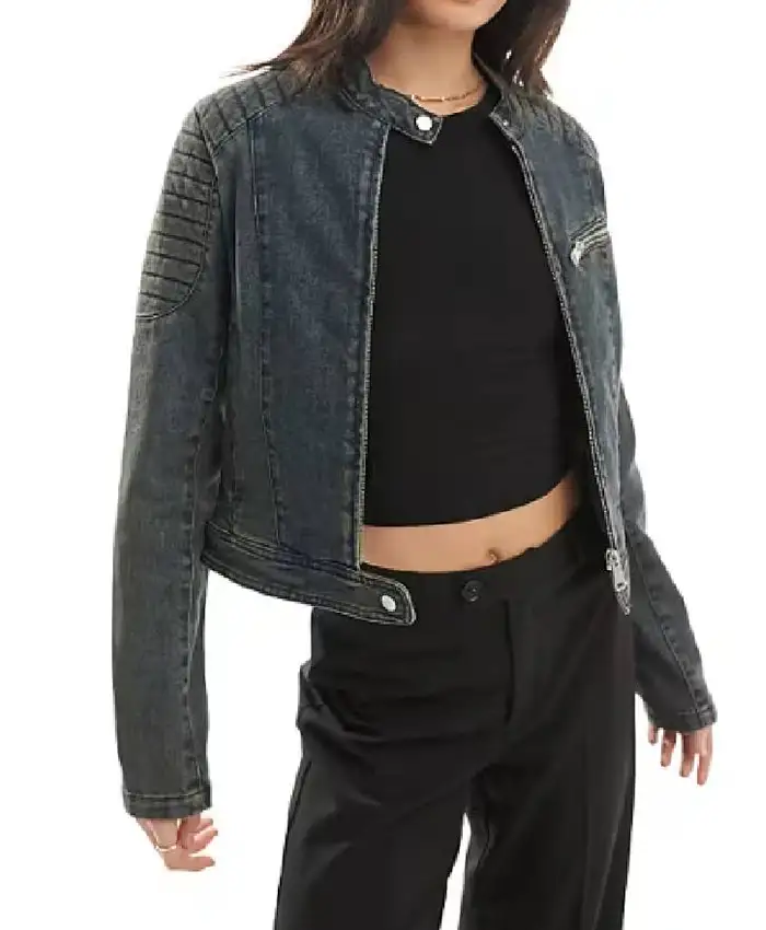 Hannah Waddingham TV Series Ride or Die 2026 Black Denim Biker Jacket