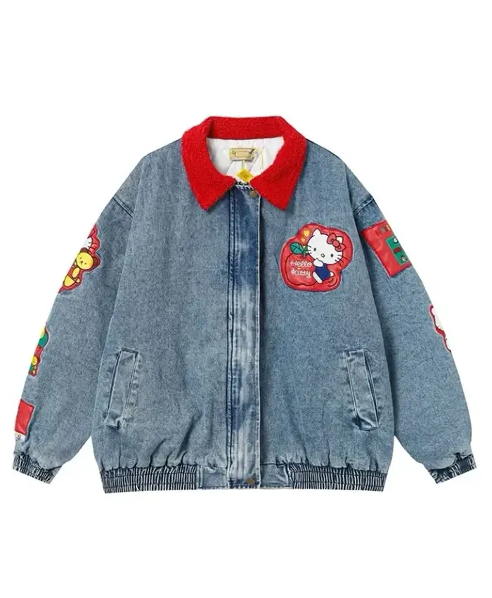 Hello Kitty Fruit Party Denim Bomber Jacket