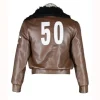 Hetalia Axis Powers America Alfred F Jones Brown Leather Bomber Jacket Back View