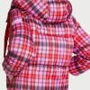 Issa TV Series Adults 2026 Amita Rao Red & Pink Plaid Cropped Puffer Jacket Back View