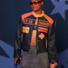 Jaedyn Shaw It Is Finished Black and Orange Leather Racer Leather Jacket Front