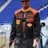 Jaedyn Shaw It Is Finished Black and Orange Leather Racer Leather Jacket On Sale