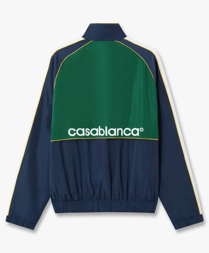 Jeff Hamilton Japan Green Navy Windbreaker Jacket Back