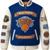 Jeff Hamilton New York Knicks 2026 NBA Champions Wool & Leather Jacket Blue