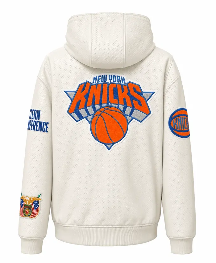 Jeff Hamilton New York Knicks Leather Full Zip-Up Jacket Back