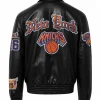 Jeff Hamilton New York Knicks Old English Full Black Leather Jacket Back