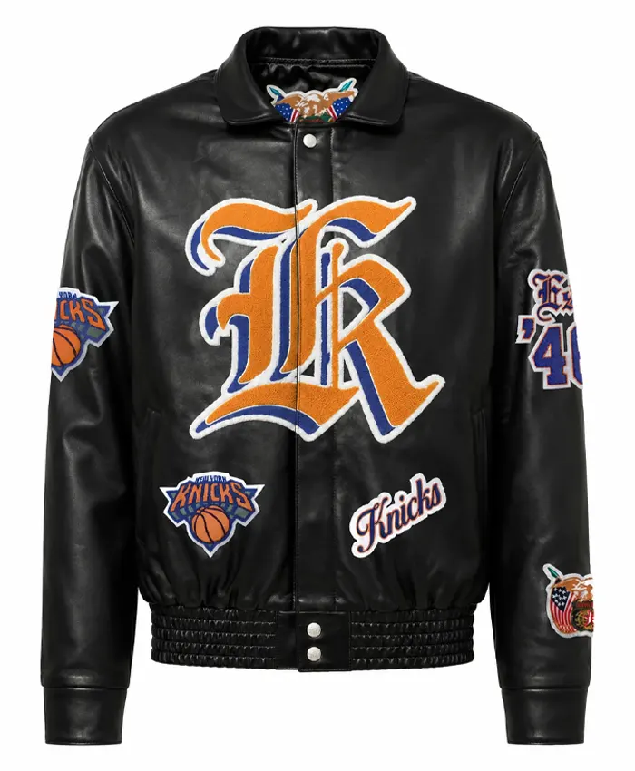 Jeff Hamilton New York Knicks Old English Full Black Leather Jacket