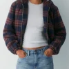 Jessica Alba TV Series Honest Renovations 2026 Blue and Red Plaid Hooded Jacket