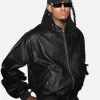 Jordan Clarkson Vetements Spring Summer 2027 Black Leather Jacket Front