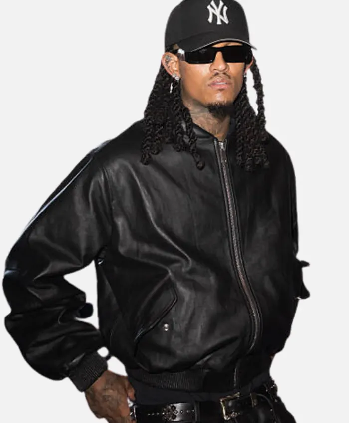 Jordan Clarkson Vetements Spring Summer 2027 Black Leather Jacket Front