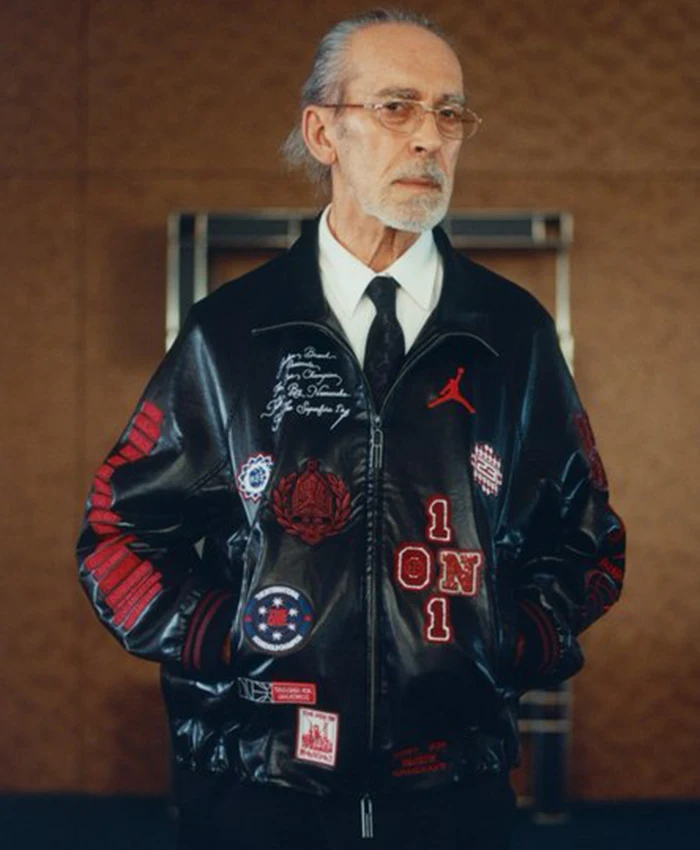 Jordan The One Global Finals Championship Tailored by Namesake Black Leather Patches Bomber Jacket